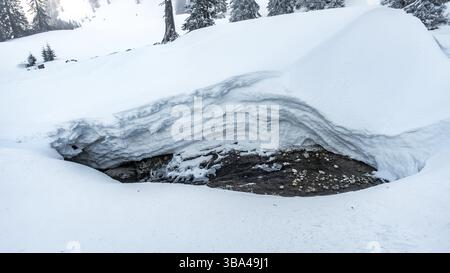 Fantastic snowshoe tour on the Hochgrat at the Nagelfluhkette in Allgau, Bavaria Stock Photo