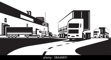 Truck carrying goods from warehouse - vector illustration Stock Vector