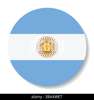 Flag of Argentina. Argentina circle flag logo icon computer vector illustration design. Stock Vector