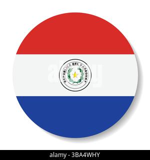 Flag of Paraguay. Paraguay circle flag logo icon computer vector illustration design. Stock Vector