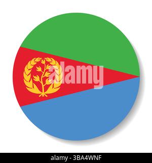 Flag of Eritrea. Eritrea circle flag logo icon computer vector illustration design. Stock Vector