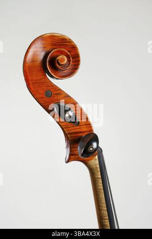 Side view of old double bass head isolated on white background Stock Photo