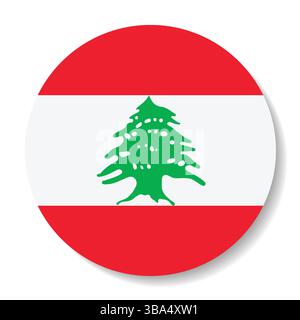 Flag of Lebanon. Lebanon circle flag logo icon computer vector illustration design. Stock Vector