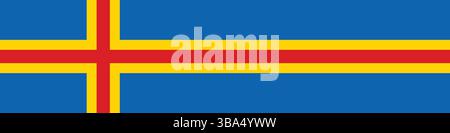 Flag of Aland. Aland flag long banner digital vector illustration. Stock Vector