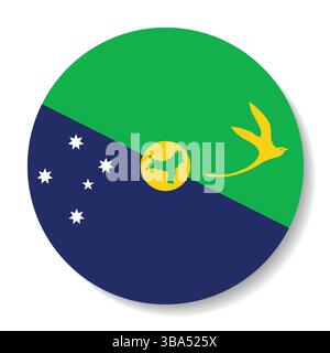 Flag of Christmas Island. Christmas Island circular flag logo icon computer vector illustration design. Stock Vector