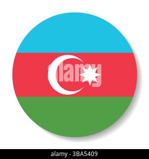 Flag of Azerbaijan. Azerbaijan circular flag logo icon computer vector illustration design. Stock Vector