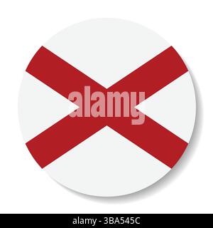 Flag of Alabama. Alabama circle flag logo icon computer vector illustration design. Stock Vector