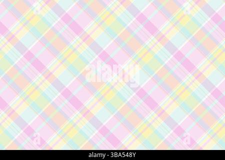 Pastel plaid pattern. Soft, colorful fabric texture, perfect for backgrounds, design elements, or festive projects. Adds a gentle, cheerful touch. Stock Vector