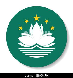 Flag of Macau. Macau circle flag logo icon computer vector illustration design. Stock Vector
