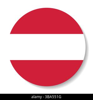 Flag of Austria. Austria circle flag logo icon computer vector illustration design. Stock Vector