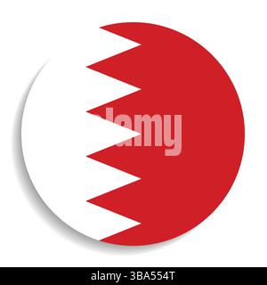 Flag of Bahrain. Bahrain circle flag logo icon computer vector illustration design. Stock Vector
