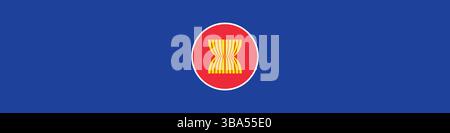 Flag of Association of Southeast Asian Nations. ASEAN flag long banner digital vector illustration. Stock Vector