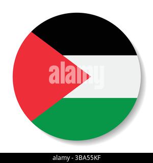Flag of Palestine. Palestine circle flag logo icon computer vector illustration design. Stock Vector