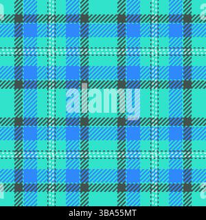 Vibrant plaid pattern in cool blue and turquoise hues. Retro, classic, and modern. Versatile for backgrounds, textures, or creative projects. Perfect Stock Vector