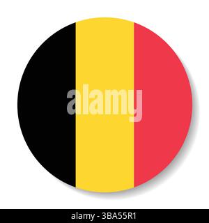 Flag of Belgium. Belgium circle flag logo icon computer vector illustration design. Stock Vector
