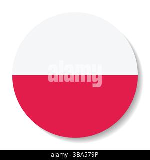 Flag of Poland. Poland circle flag logo icon computer vector illustration design. Stock Vector