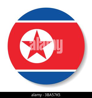Flag of North Korea. North Korea circular flag logo icon computer vector illustration design. Stock Vector