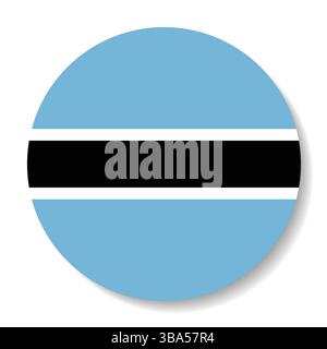Flag of Botswana. Botswana circular flag logo icon computer vector illustration design. Stock Vector
