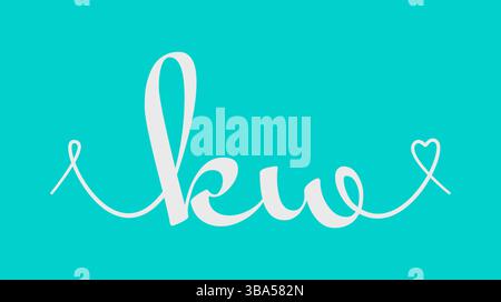 KW initial wedding monogram calligraphy vector illustration. Hand drawn lettering k and w love logo design for valentines day poster, greeting card, p Stock Vector