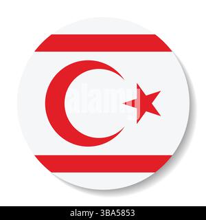 Flag of Northern Cyprus. Northern Cyprus circular flag logo icon computer vector illustration design. Stock Vector