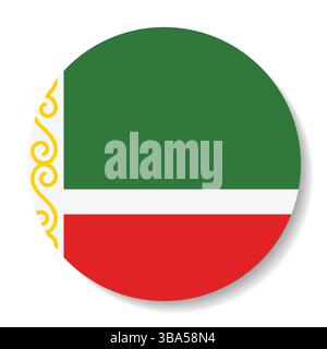 Flag of Chechnya. Chechnya circular flag logo icon computer vector illustration design. Stock Vector