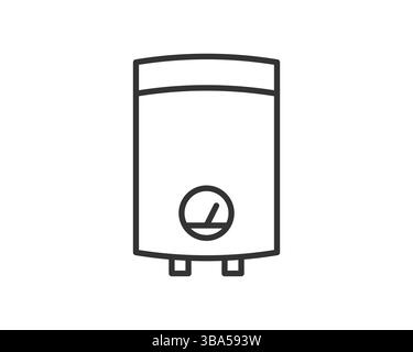 Minimalist line art of a water heater. Clean, simple design for plumbing services, home improvement, energy efficiency. Perfect for websites, apps, an Stock Vector