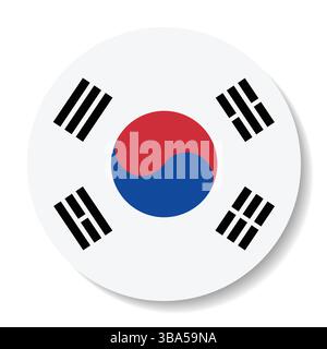 Flag of South Korea. South Korea circular flag logo icon computer vector illustration design. Stock Vector