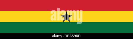 Flag of Ghana. Ghana flag long banner digital vector illustration. Stock Vector
