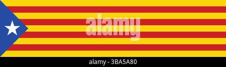 Flag of Catalonia. Catalonia flag long banner digital vector illustration. Stock Vector