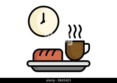 Breakfast icon. colored outline icon style. icon related to eat. catering elements vector illustration Stock Vector