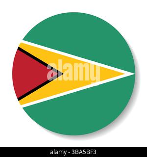 Flag of Guyana. Guyana button flag logo icon computer vector illustration design. Stock Vector