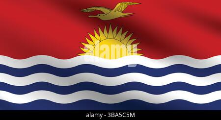 Flag of Kiribati. Kiribati flag official colors and proportion digital vector illustration. Wavy flag. Pleated flag. Stock Vector