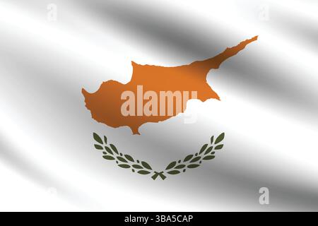 Flag of Cyprus. Cyprus flag official colors and proportion digital vector illustration. Wavy flag. Pleated flag. Stock Vector