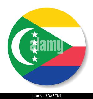 Flag of Comoros. Comoros button flag logo icon computer vector illustration design. Stock Vector