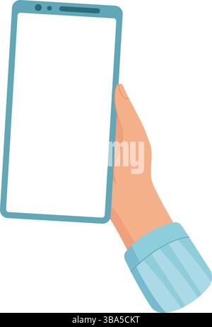Hand Holds Smartphone With Blank Screen Stock Vector