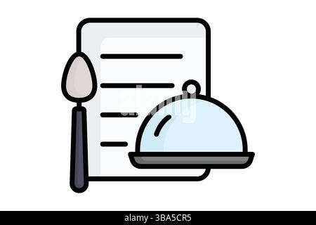 Restaurant icon. colored outline icon style. icon related to places to eat. catering elements vector illustration Stock Vector