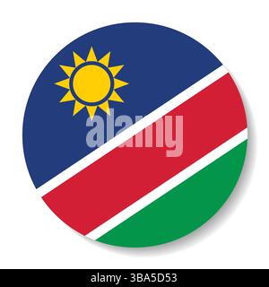 Flag of Namibia. Namibia button flag logo icon computer vector illustration design. Stock Vector