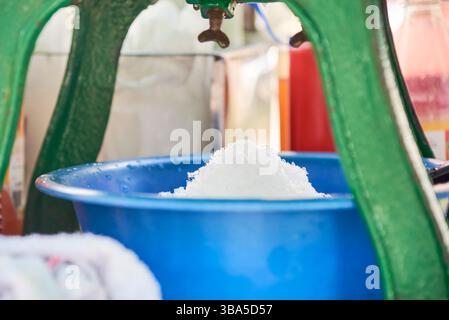 Process of making a raspado, a refreshing dessert traditional as street ...