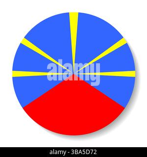 Flag of Reunion. Reunion button flag logo icon computer vector illustration design. Stock Vector