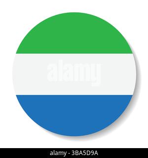 Flag of Sierra Leone. Sierra Leone button flag logo icon computer vector illustration design. Stock Vector