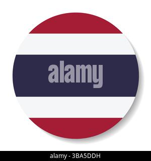 Flag of Thailand. Thailand button flag logo icon computer vector illustration design. Stock Vector