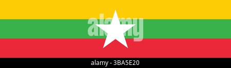 Flag of Myanmar. Myanmar flag long banner digital vector illustration. Stock Vector