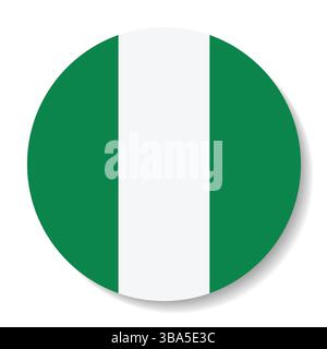 Flag of Nigeria. Nigeria circle flag logo icon computer vector illustration design. Stock Vector