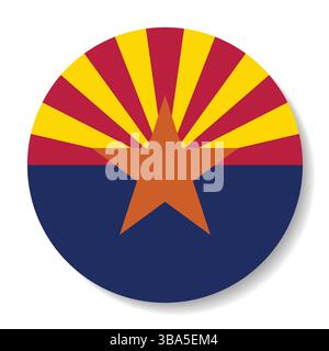 Flag of Arizona. Arizona circle flag logo icon computer vector illustration design. Stock Vector