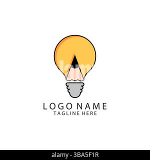 pencil bulb logo design vector Stock Vector