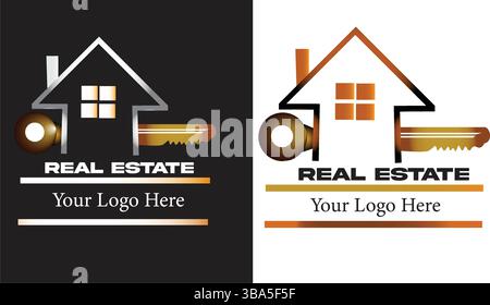 Real Estate, Property & Construction Logo Design – Modern Architecture, Building & Realtor Branding Icons Stock Vector