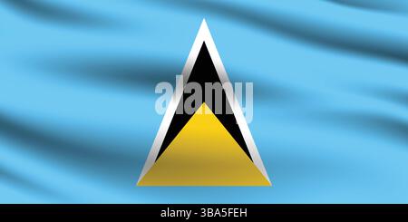 Flag of Saint Lucia. Saint Lucia flag official colors and proportion digital vector illustration. Wavy flag. Stock Vector