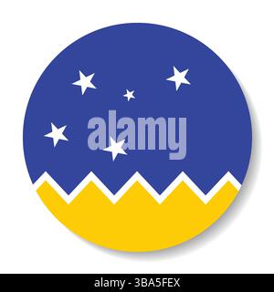 Flag of Magellan-chilean Antarctic Region. Magellan-chilean Antarctic Region button flag logo icon computer vector illustration design. Stock Vector