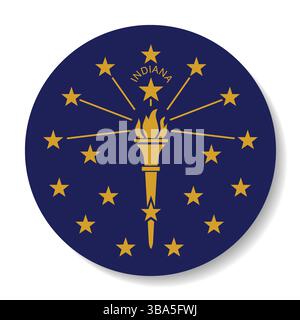 Flag of Indiana. Indiana button flag logo icon computer vector illustration design. Stock Vector