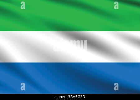 Flag of Sierra Leone. Sierra Leone flag official colors and proportion digital vector illustration. Wavy flag. Stock Vector